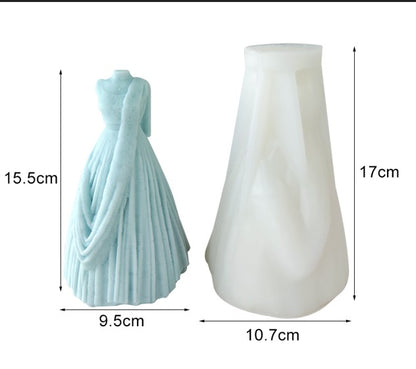 Wedding Dress Candle Silicone Mould — finished candle example | Bloom Creations India