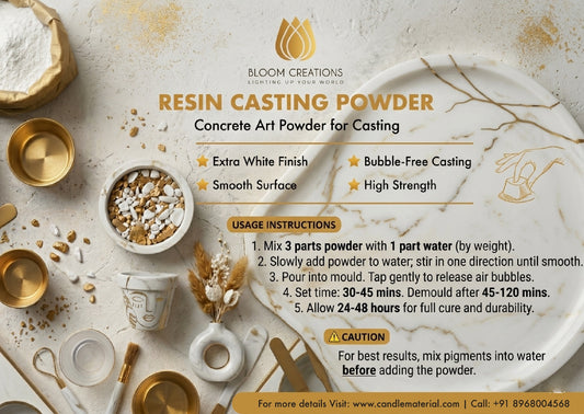 Resin Casting Powder — Concrete Art Powder for Casting | Extra White Bubble-Free | Bloom Creations India
