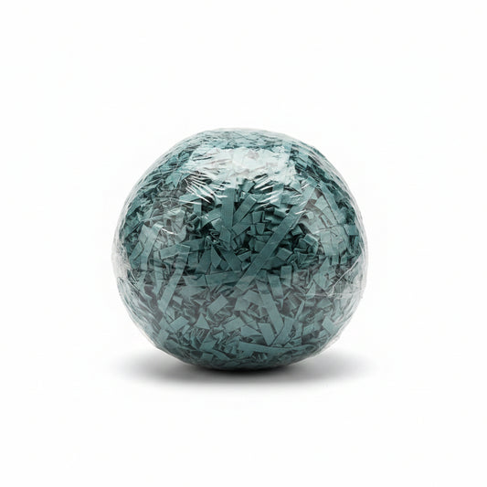 Steel blue slate shredded paper gift box filler in a clear bag
