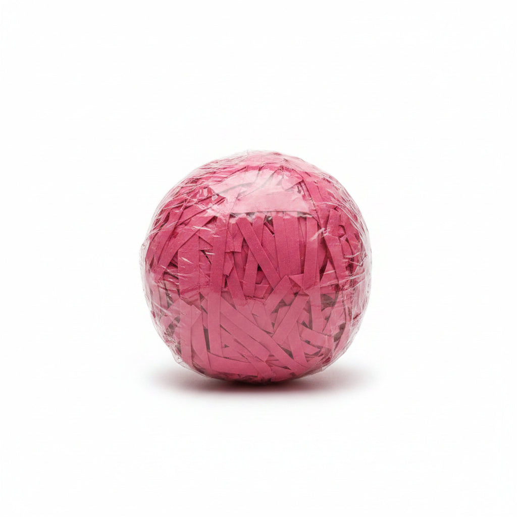 Hot pink magenta shredded paper gift box filler in a clear bag