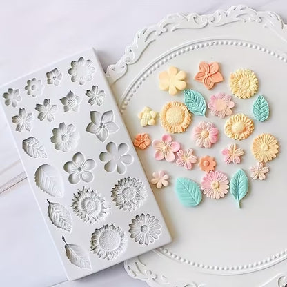 20 Cavity Flower & Leaf Petal Mould