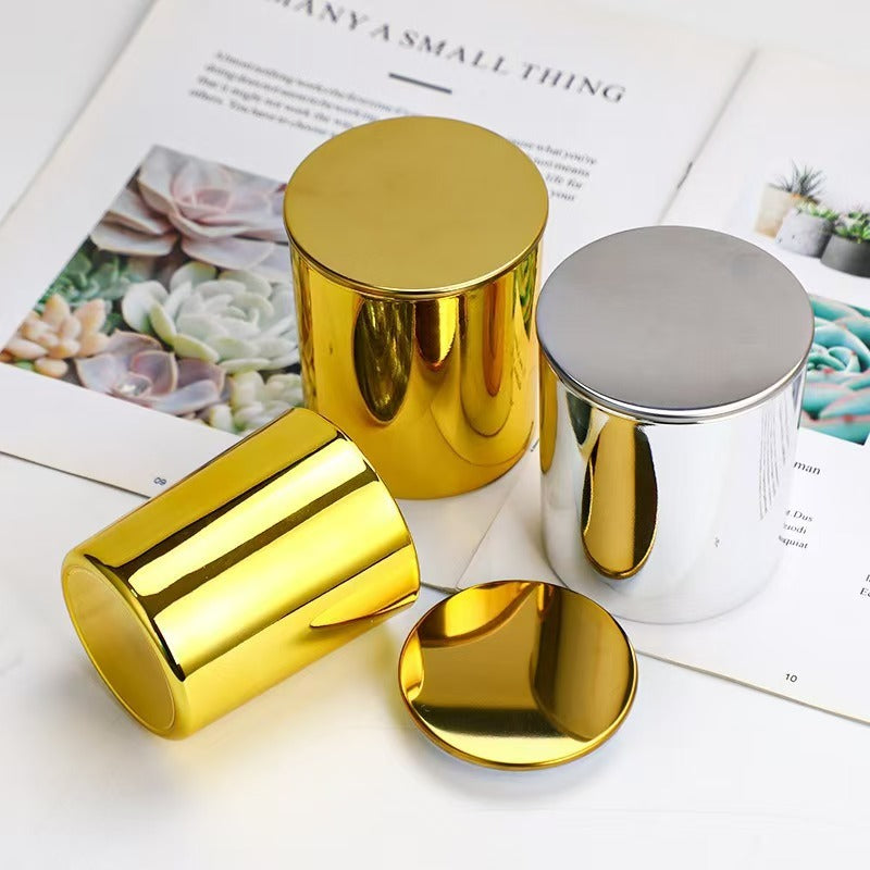 Simple electroplated glass candle cups/gold and silver candle jars/romantic scented candle cups/decorative soy wax containers