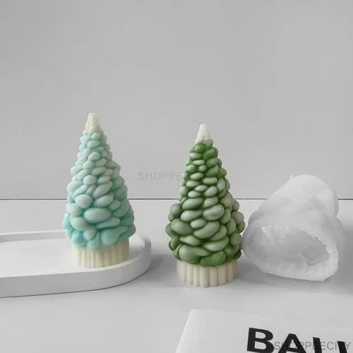 Bubble Christmas tree silicone candle mold — close-up bubble texture