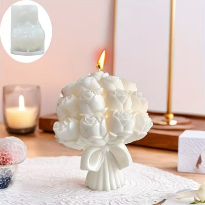 Bouquet Rose Candle Silicone Mold | 3D Wedding Rose Cluster Wax & Soap Mold 9.5cm