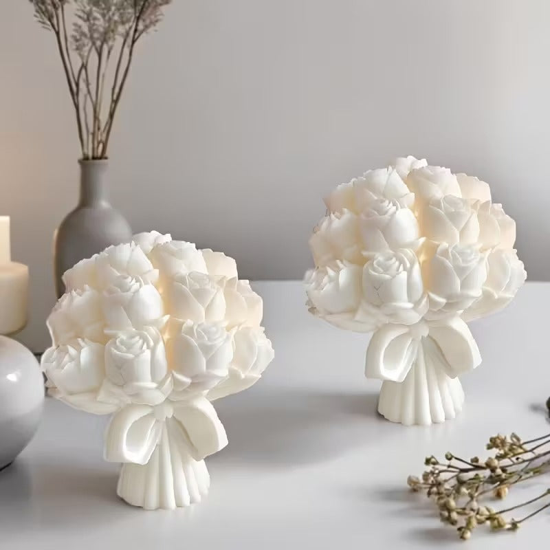Bouquet Rose Candle Silicone Mold | 3D Wedding Rose Cluster Wax & Soap Mold 9.5cm