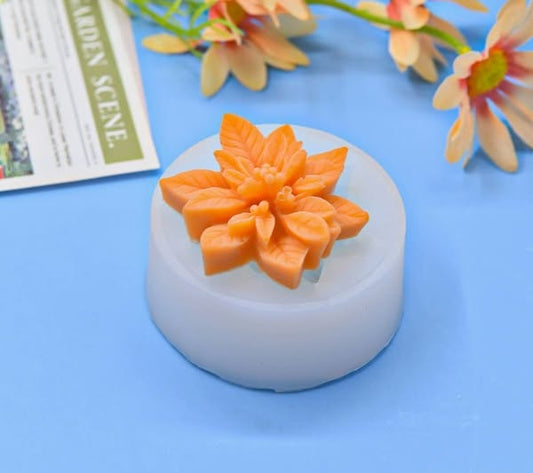 Poinsettia flower silicone mold for festive Christmas candles and decor