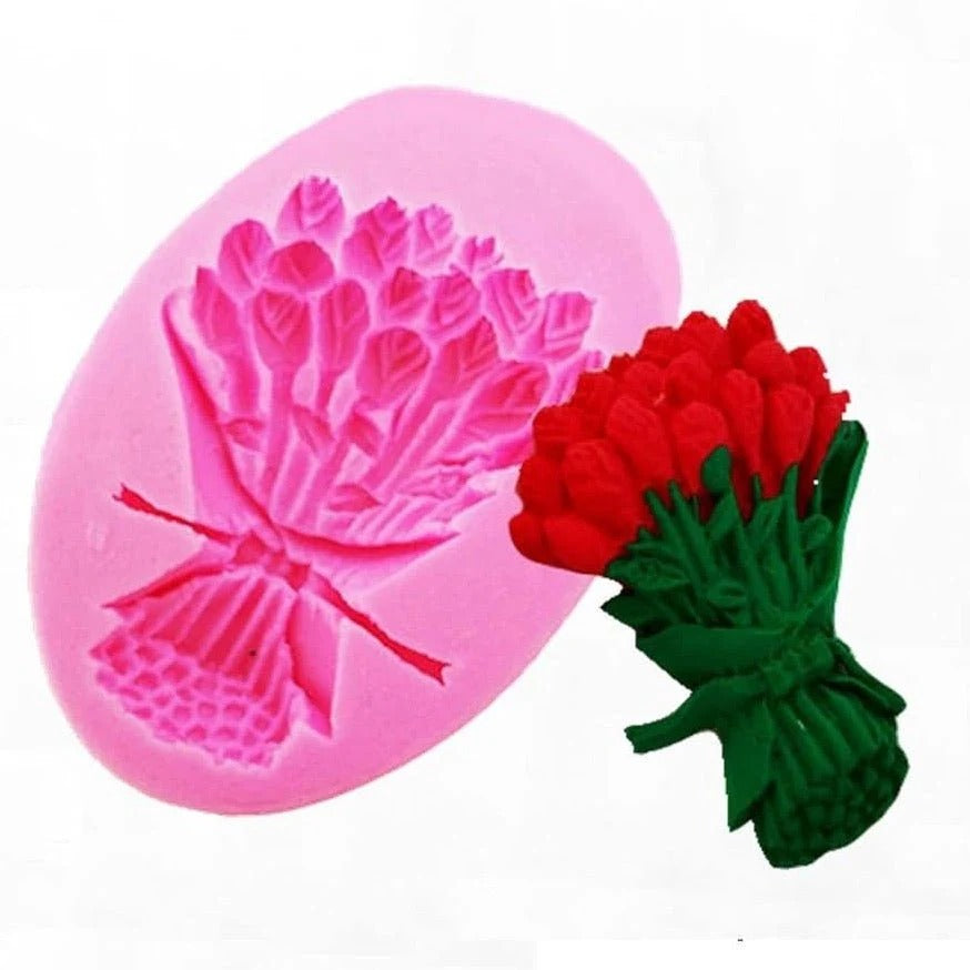 Tulip Rose Bouquet Silicone Fondant Mould | Cake Decoration & Candle Mould