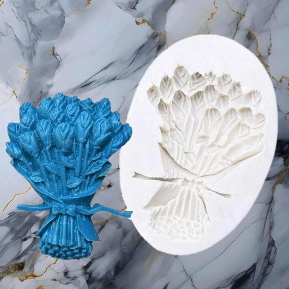 Tulip Rose Bouquet Silicone Fondant Mould | Cake Decoration & Candle Mould