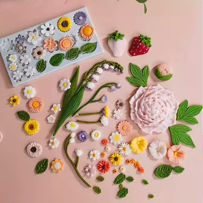 20 Cavity Flower & Leaf Petal Mould