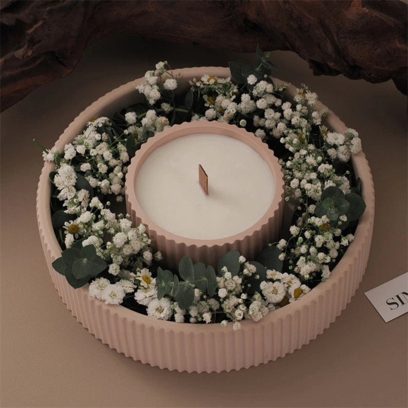 Ribbed Wreath Candle Vessel Silicone Mold — detailed view | Bloom Creations India