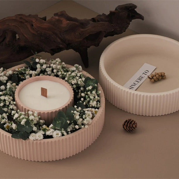 Ribbed Wreath Candle Vessel Silicone Mold — 3D Round Floral Tray | Bloom Creations India