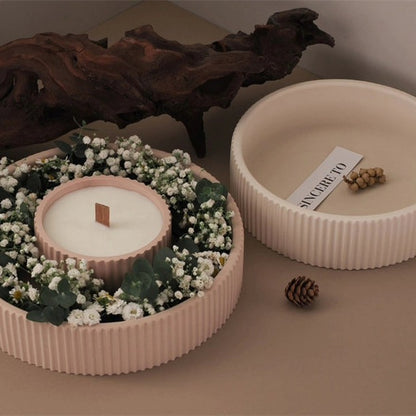 Ribbed Wreath Candle Vessel Silicone Mold — 3D Round Floral Tray | Bloom Creations India