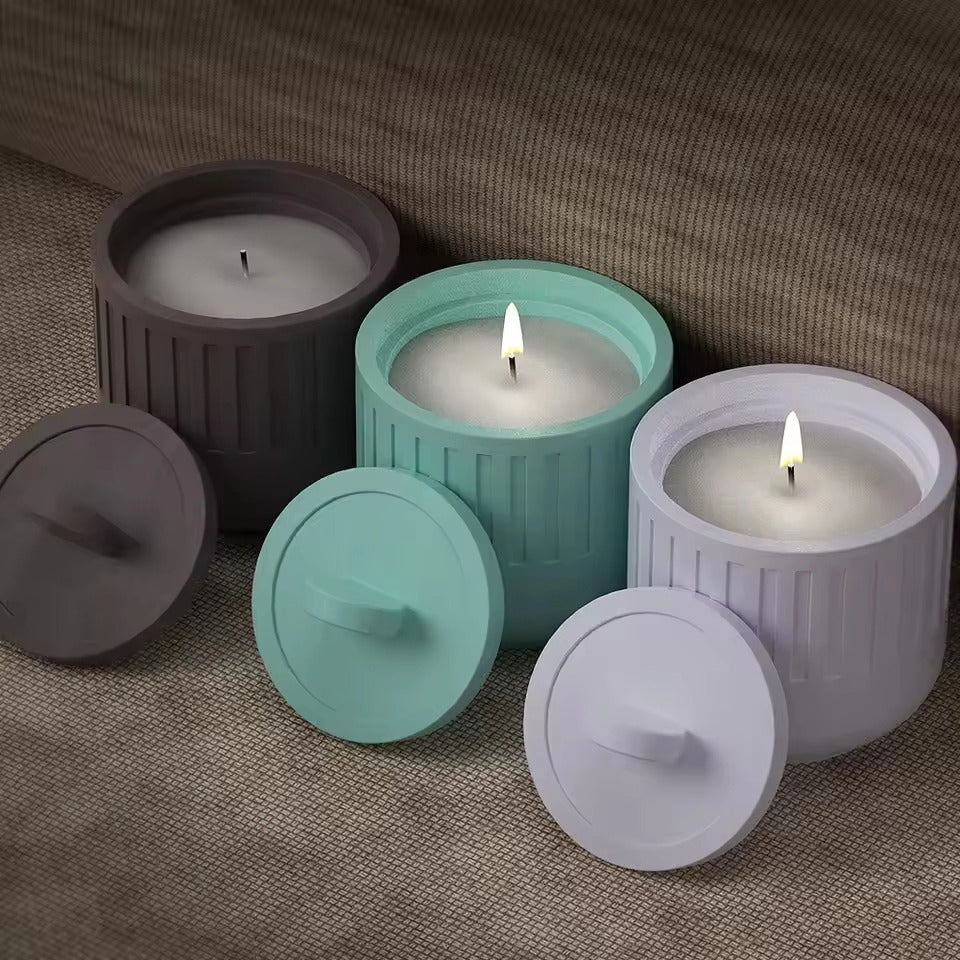 Bloom Creations scented candle in decorative jar with lid — modern home fragrance