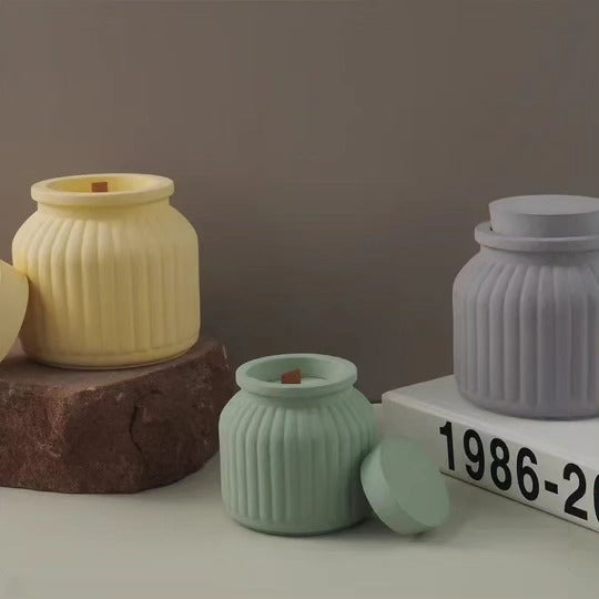 Ribbed Candle Jar Silicone Mold — detailed view | Bloom Creations India