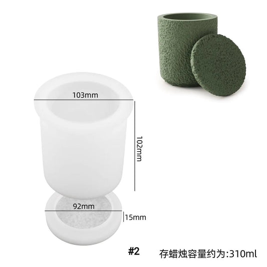 Round Candle Holders Resin Mold I Concrete Nature Rough Texture Silicone Casting Mould with Lid I for DIY Handmade Art Crafts Jewelry Storage Box Trinket Container Home Décor