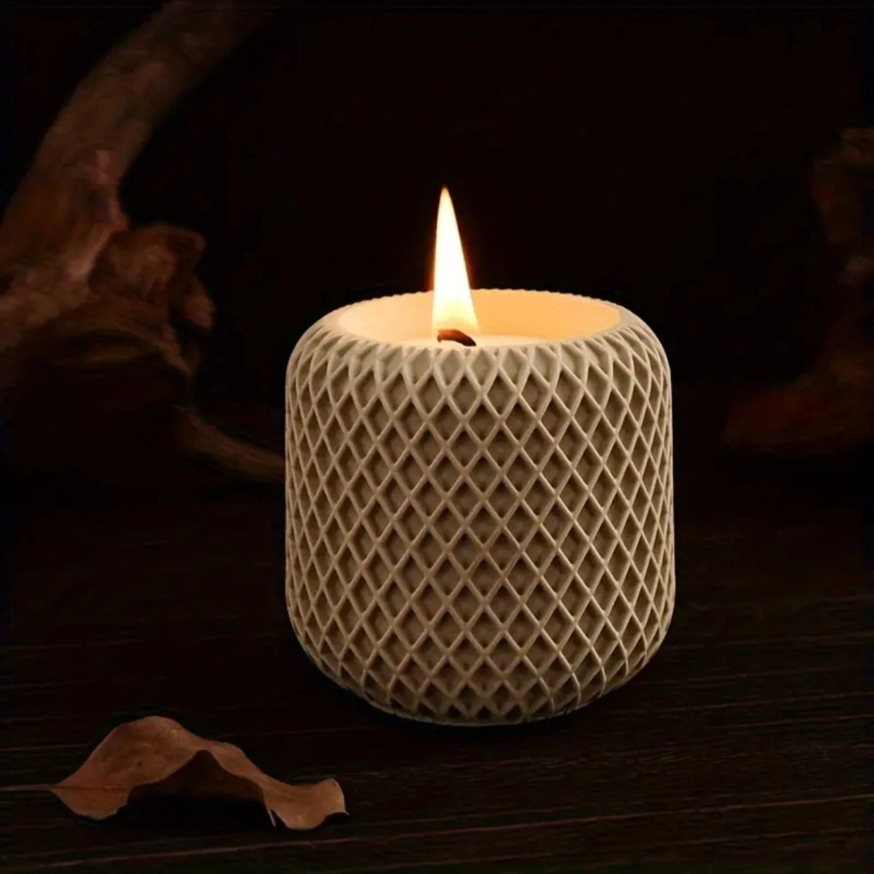 Diamond Lattice Silicone Candle Mould — detailed view | Bloom Creations India
