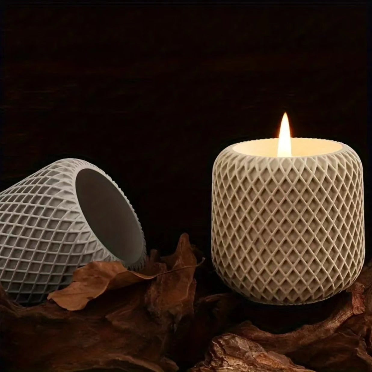Diamond Lattice Silicone Candle Mould – Cylinder Container Mould