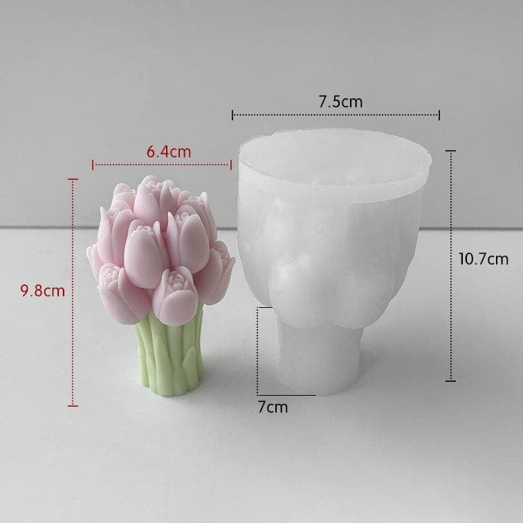 Tulip bouquet silicone mold for floral candle making and decorative crafts