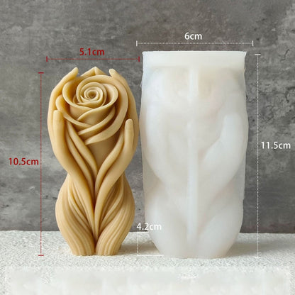 3D Hands Holding Rose Flower Silicone Candle Mould | Artistic Candle Mould