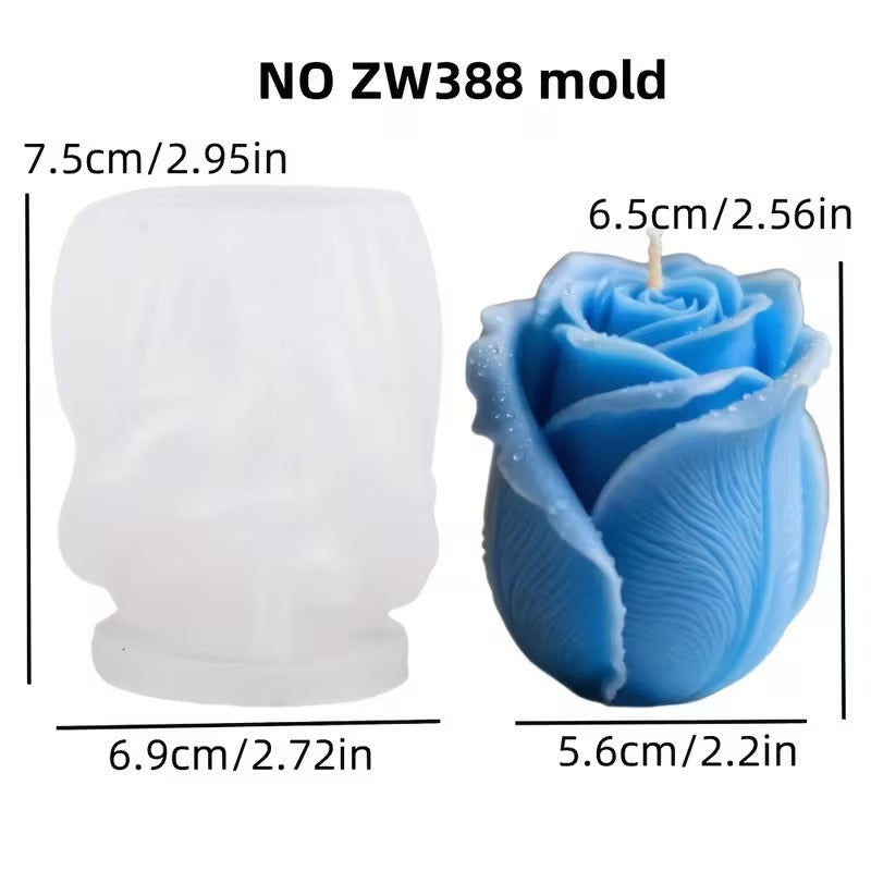 3D Rose Candle Silicone Mold ZW388 | Romantic Wax Pillar & Soap Mold 7.5cm