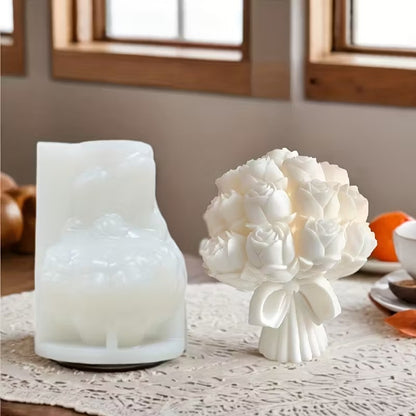 Bouquet Rose Candle Silicone Mold | 3D Wedding Rose Cluster Wax & Soap Mold 9.5cm