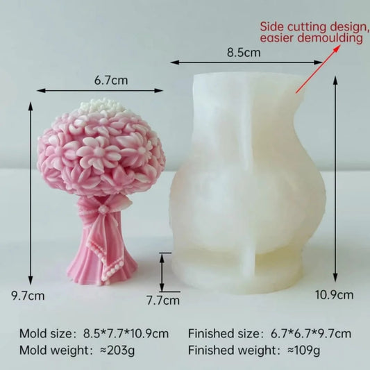 Flower Bomb Pedestal Silicone Candle Mold | 3D Floral Bouquet Wax Soap Mold 10.9cm Tall