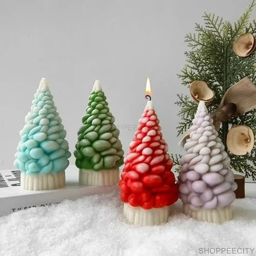 Bubble Christmas tree silicone candle mold — colored variants