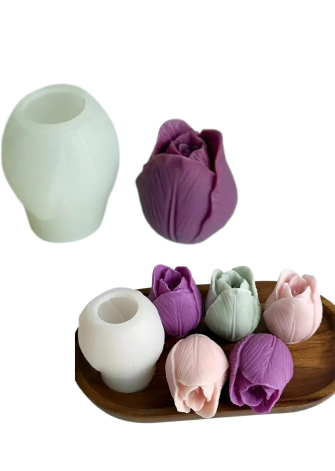 Tulip flower silicone candle mold for floral handmade candles
