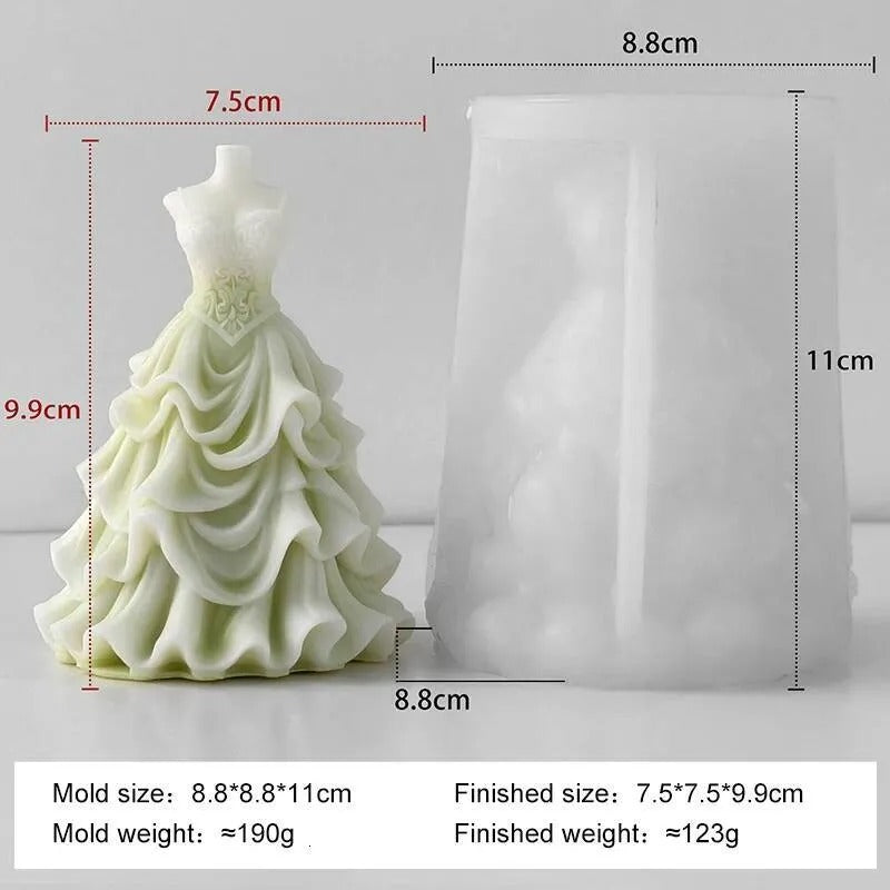 Bridal Gown Candle Silicone Mould – Wedding Dress Shape