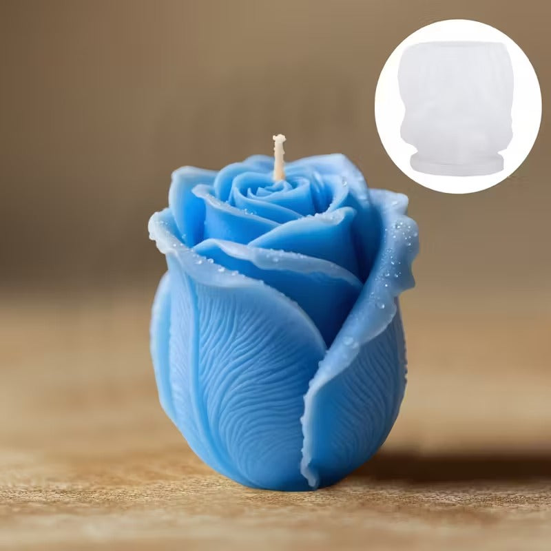 3D Rose Candle Silicone Mold ZW388 | Romantic Wax Pillar & Soap Mold 7.5cm
