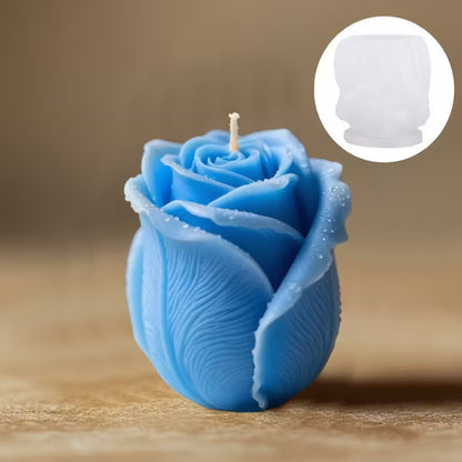 3D Rose Candle Silicone Mold ZW388 | Romantic Wax Pillar & Soap Mold 7.5cm