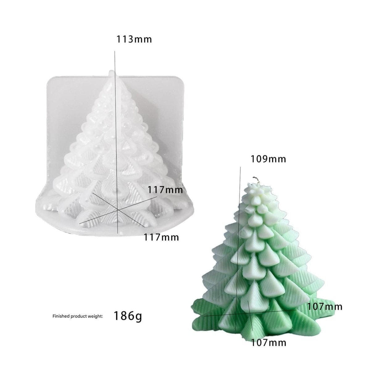 Christmas tree large silicone mold for festive holiday candle making