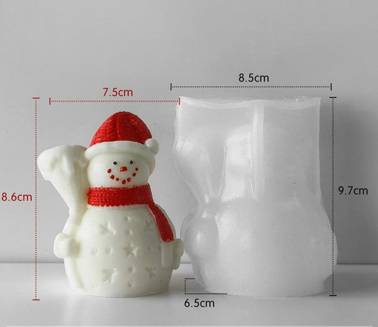 3D broom snowman silicone candle mold for Christmas handmade candles and crafts