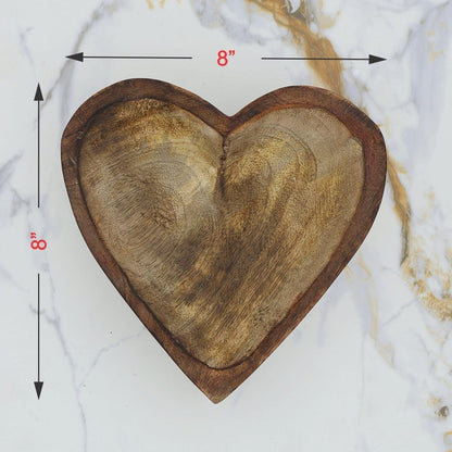 Heart Shape Wooden Bowl – Natural Wood Candle Vessel & Craft Container