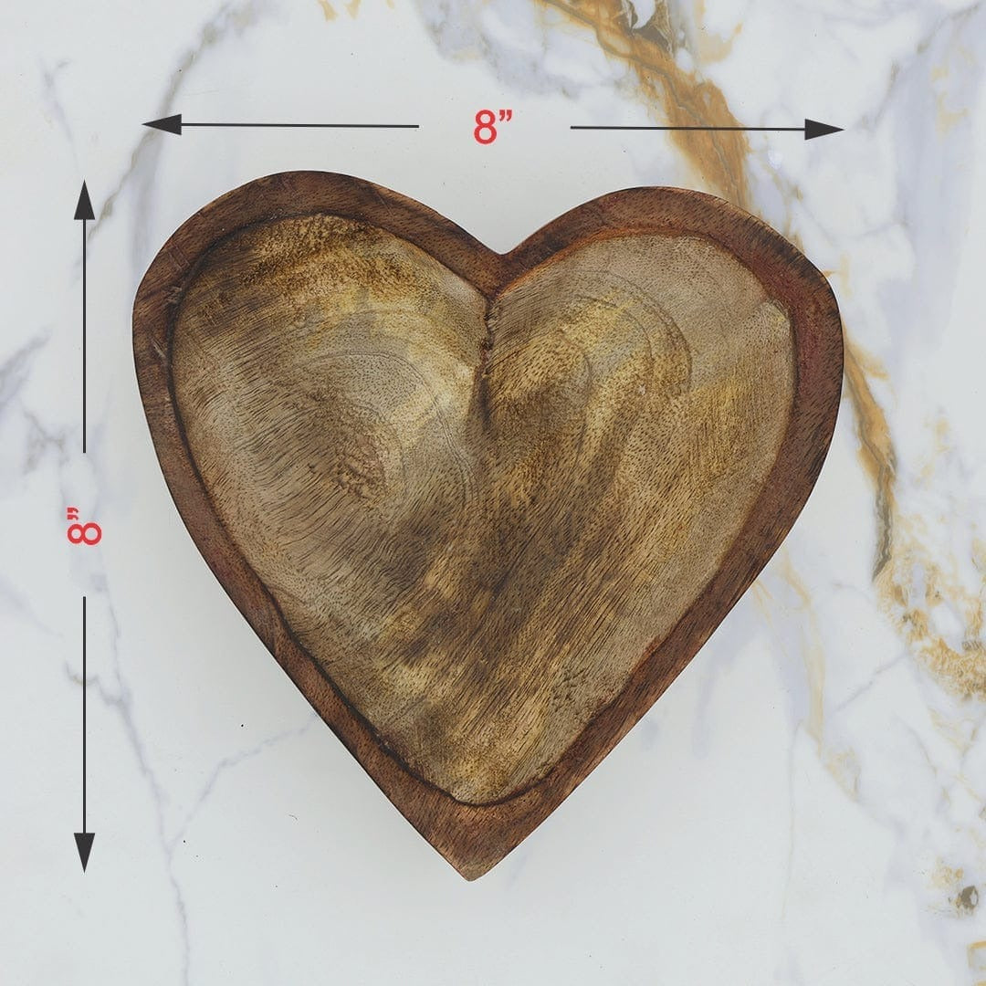 Heart Shape Wooden Bowl – Natural Wood Candle Vessel & Craft Container