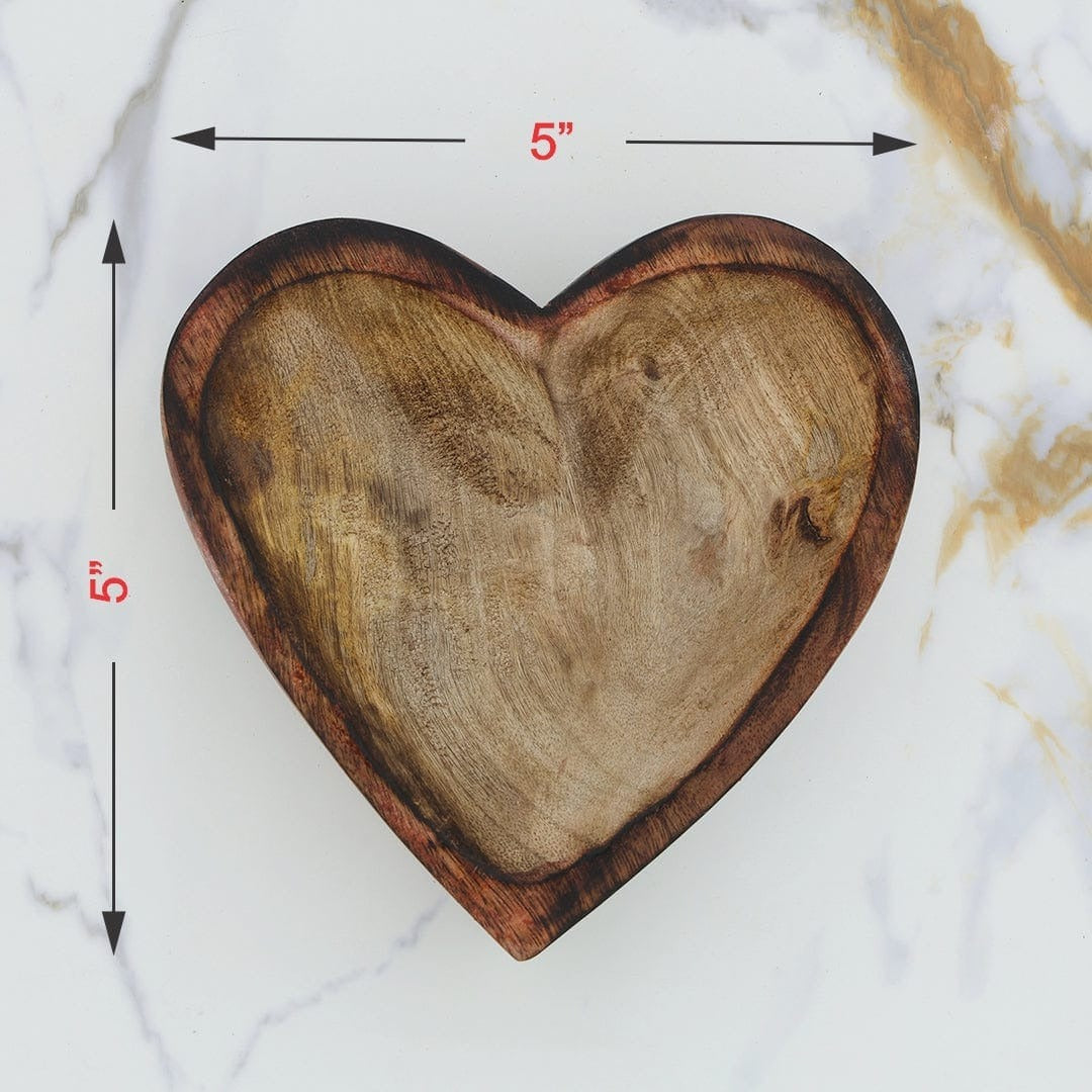 Heart Shape Wooden Bowl – Natural Wood Candle Vessel & Craft Container