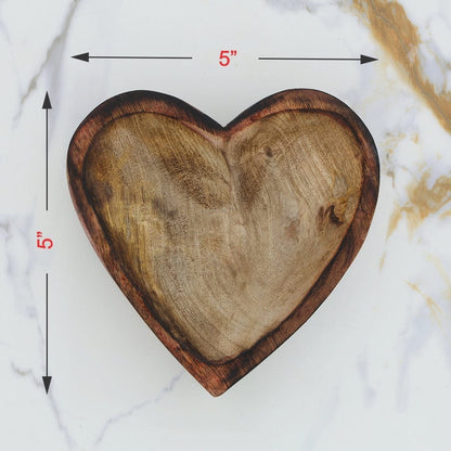 Heart Shape Wooden Bowl – Natural Wood Candle Vessel & Craft Container