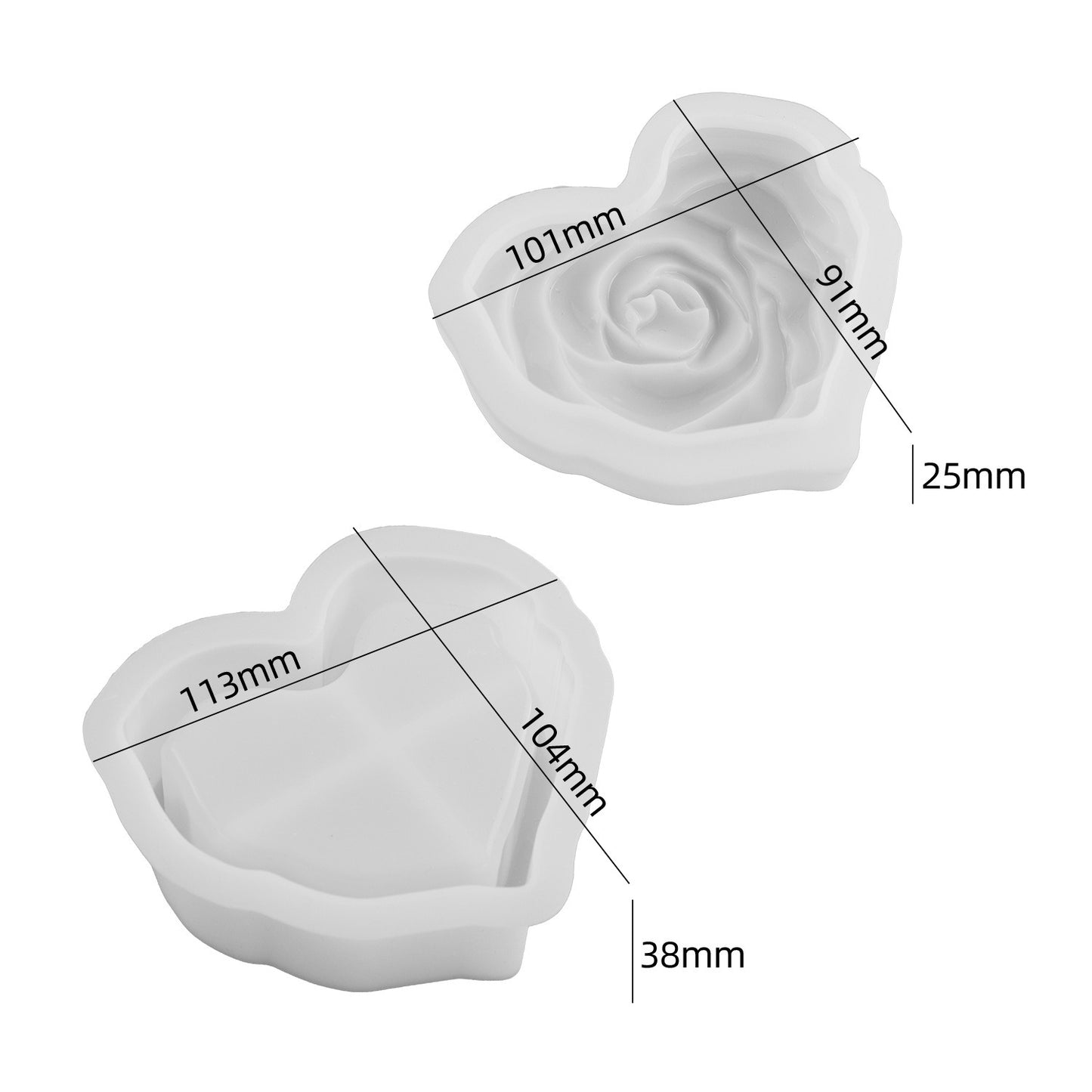 Heart Shape Concrete Candle Mold Durable & Flexible Silicone for Easy Release Perfect for DIY Candle, Cement & Resin Crafts Ideal for Home D�cor, Events & Gift Projects