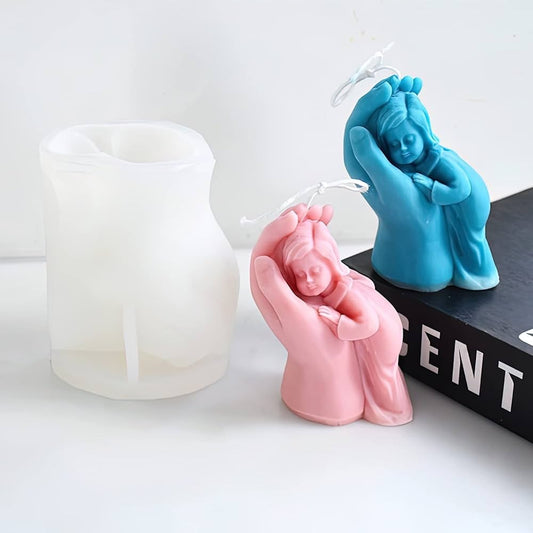 Baby in hand silicone mold for candles, soap, plaster, and resin ornaments