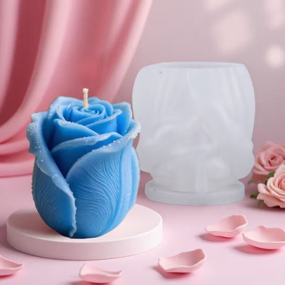 3D Rose Candle Silicone Mold ZW388 | Romantic Wax Pillar & Soap Mold 7.5cm