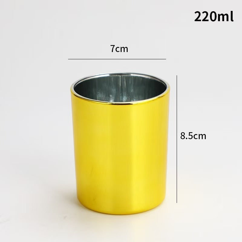 Simple electroplated glass candle cups/gold and silver candle jars/romantic scented candle cups/decorative soy wax containers