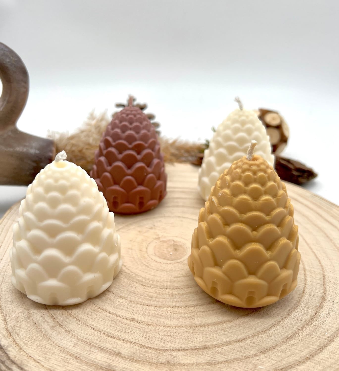 8-cavity pinecone tree silicone mold for festive Christmas mini candles