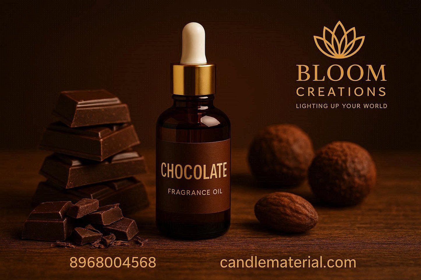 Chocolate fragrance oil for candle making — rich gourmand dessert scent