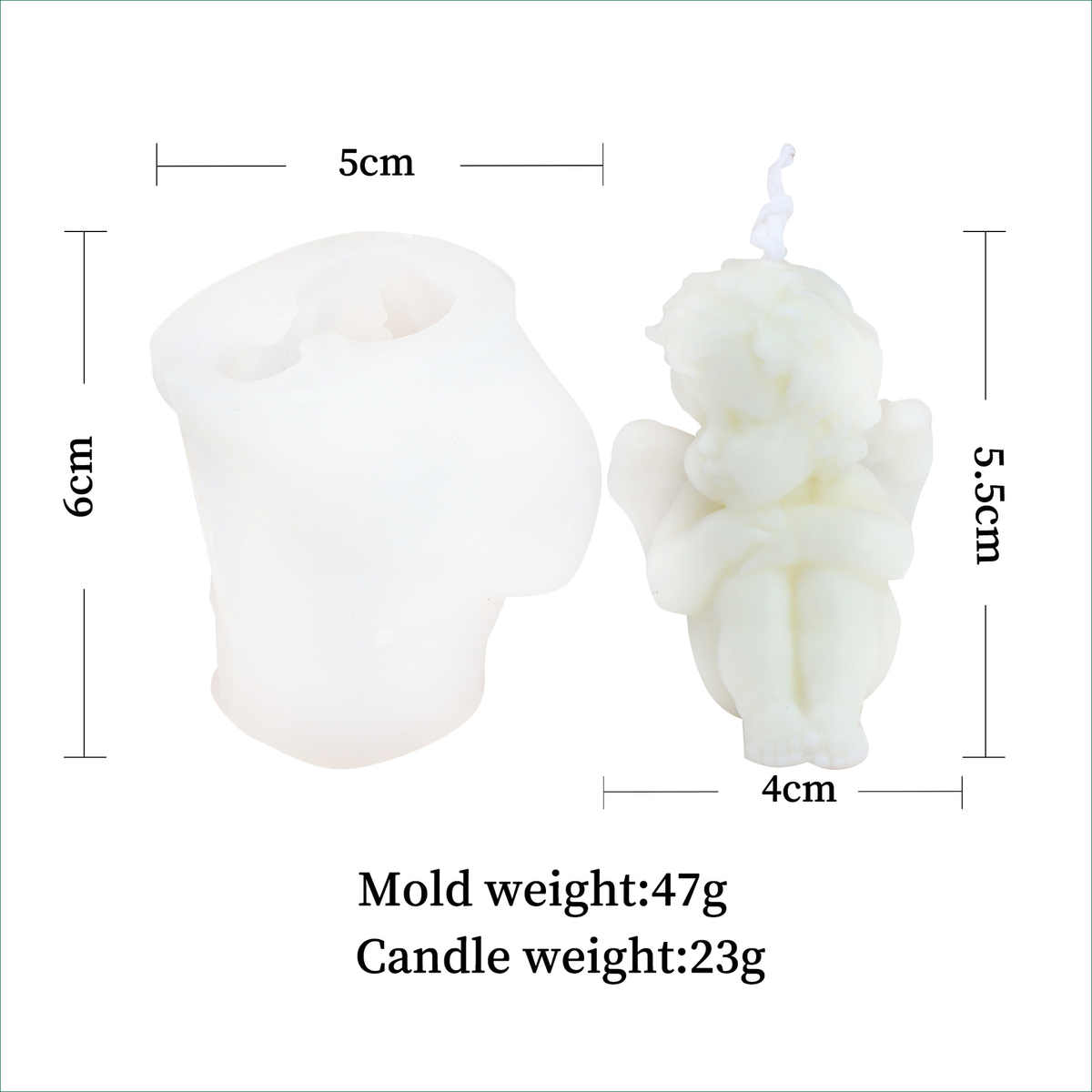 Multi-Style Angel Candle Mold I 3D Cupid Baby Angel Shape Silicone Epoxy Mould I for DIY Handmade Ornament Chocolate, Cake Décor, Aromatherapy, Soap, Resin Art Craft Making - 1 Cavity (E)