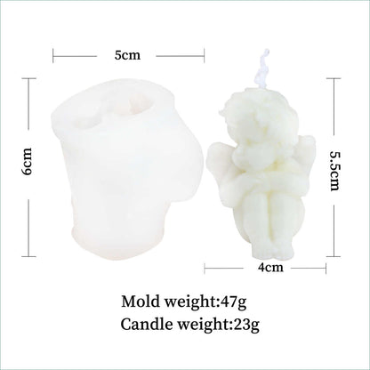 Multi-Style Angel Candle Mold I 3D Cupid Baby Angel Shape Silicone Epoxy Mould I for DIY Handmade Ornament Chocolate, Cake Décor, Aromatherapy, Soap, Resin Art Craft Making - 1 Cavity (E)