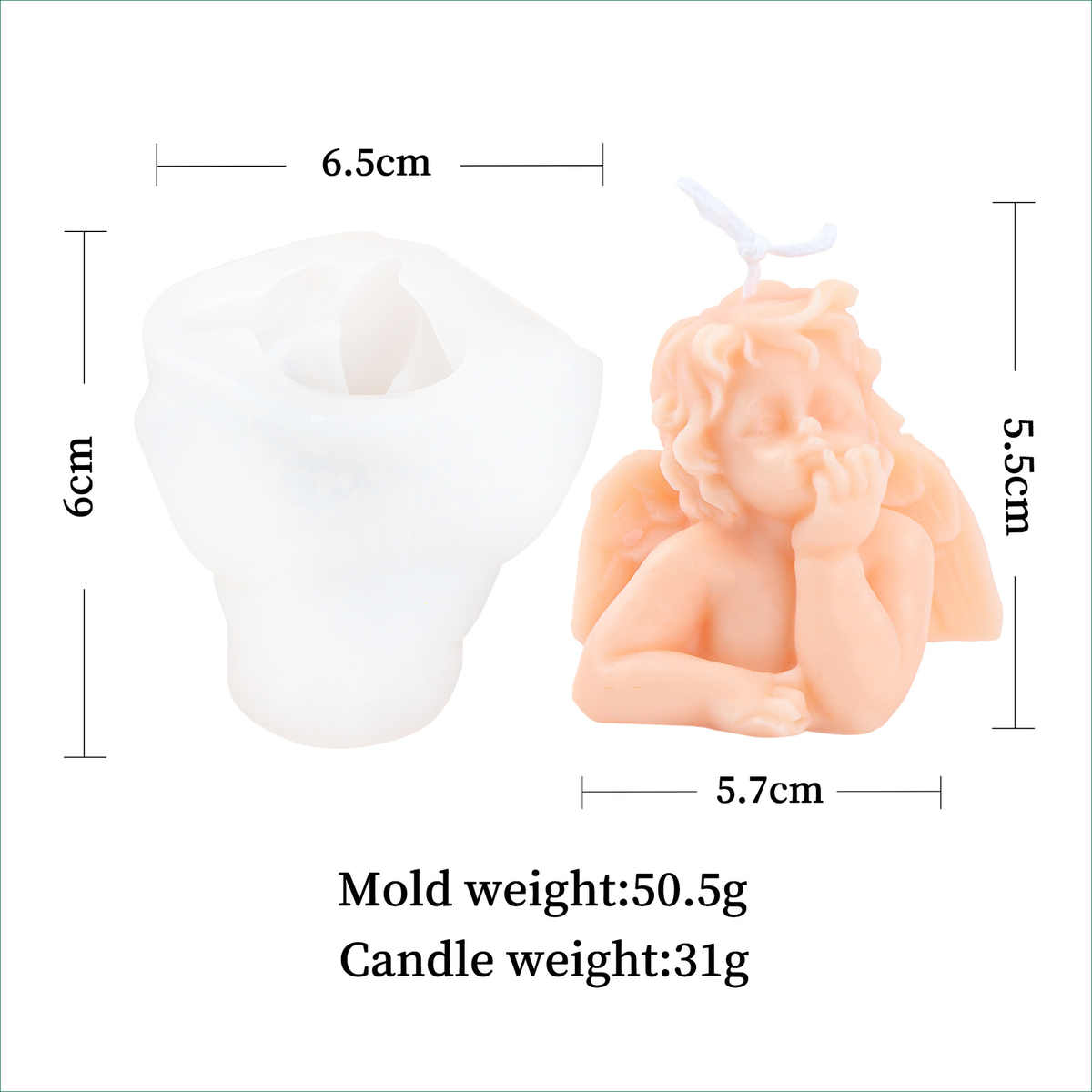 Multi-Style Angel Candle Mold I 3D Cupid Baby Angel Shape Silicone Epoxy Mould I for DIY Handmade Ornament Chocolate, Cake Décor, Aromatherapy, Soap, Resin Art Craft Making - 1 Cavity (E)