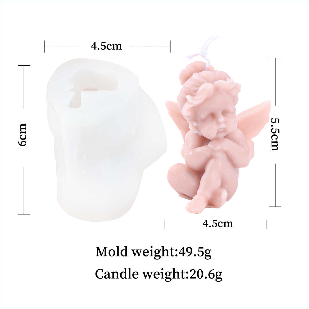 Multi-Style Angel Candle Mold I 3D Cupid Baby Angel Shape Silicone Epoxy Mould I for DIY Handmade Ornament Chocolate, Cake Décor, Aromatherapy, Soap, Resin Art Craft Making - 1 Cavity (E)