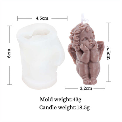 Multi-Style Angel Candle Mold I 3D Cupid Baby Angel Shape Silicone Epoxy Mould I for DIY Handmade Ornament Chocolate, Cake Décor, Aromatherapy, Soap, Resin Art Craft Making - 1 Cavity (E)