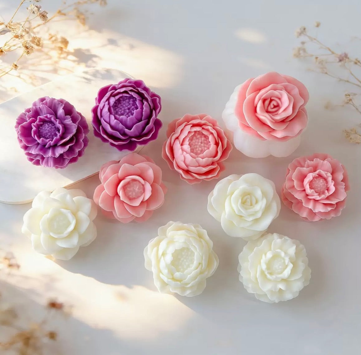 3D Peony Flower Silicone Mold — detailed view | Bloom Creations India