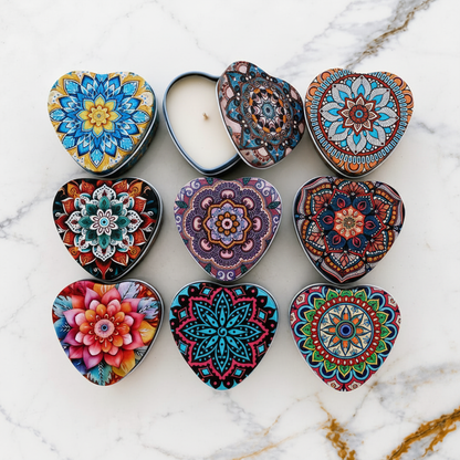 Heart Mandala Tins – Marble Flat Lay